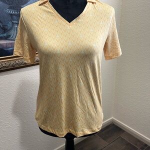 Women's Golf Shirt NWT Yellow Patterned